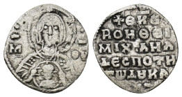 Michael VII Ducas )1071-1078= 1/3 Miliaresion (Silver, 16mm, 0.80 g) Constantinopolis. Obv: Bust of the Virgin facing, nimbate, wearing pallium and ma...