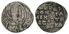 Michael VII Ducas )1071-1078= 1/3 Miliaresion (Silver, 15mm, 0.78 g) Constantinopolis. Obv: Bust of the Virgin facing, nimbate, wearing pallium and ma...