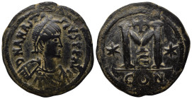 Anastasius I (491-518). Æ 40 Nummi (36mm, 18.29 g). Constantinople, 498-518. Diademed, draped and cuirassed bust r. R/ Large M; cross above, star to l...