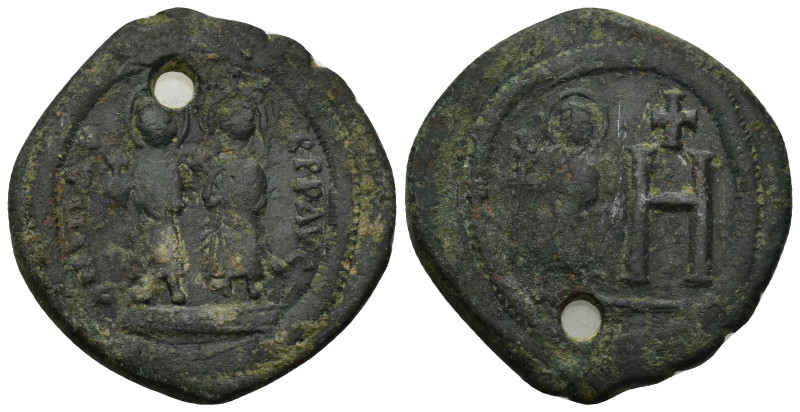 Maurice Tiberius. 582-602. AE 8 Pentanummia (12.35 Gr. 31mm.). Cherson mint. 
Ma...