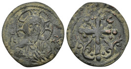 Anonymous AE 40 Nummi. Constantinople, time of Nicephorus III, AD 1078-1081. (3.18 Gr. 22mm.)
 Bust of Christ Pantokrator facing, raising hand in bene...