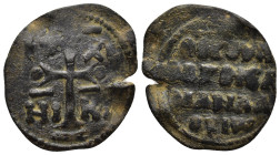 ALEXIUS I COMNENUS, 1081-1118 AD. AE, Follis. (26mm, 4.06 g) Thessalonica. Obv: Cross potent set on two steps; pellet at each termination of arm; IC X...