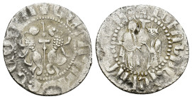 ARMENIA, Cilician Armenia. Royal. Levon I. 1198-1219. AR Tram (21mm, 3.0 g). Two lions rampant back-to-back, each with head reverted; between, cross p...