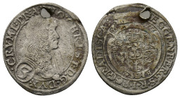 Kingdom of Bohemia, Johann Christian von Eggenberg (1641-1710) 3 Kreuzer 1677 ar (20mm, 4.41 g)