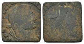 Byzantine Weights, Circa 5th-7th centuries. Weight of 1 solidus (4.2 Gr. 17mm.) 
 a square coin weight for a solidus made from a follis of Constantine...