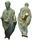 Bronze male statue with toga. 102mm, 155.6 gr.
