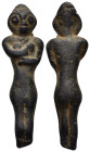 A bronze idol with hands on chest. 66mm, 25.2 gr.