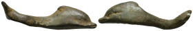 A bronze mount in the form of a dolphin. 50mm, 12.28 gr.