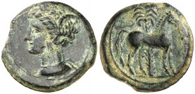 (s. IV a.C.). Zeugitana. Cartago. AE 16. (S. 6444 var). 2,57 g. Pátina verde. MBC+.