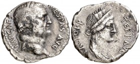 (69-70 d.C.). Vespasiano. Éfeso. Denario. (Spink 2273) (S. 291) (RIC. 1407). 3,04 g. MBC-.
