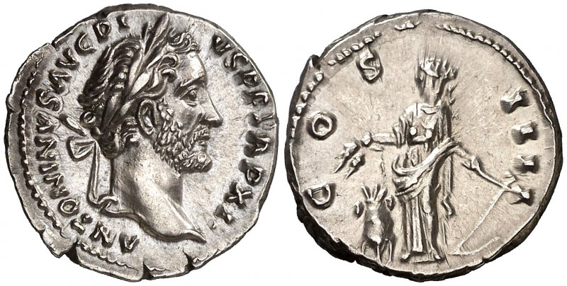 (148-149 d.C.). Antonino pío. Denario. (Spink 4067 var) (S. 284) (RIC. 175). 3,5...
