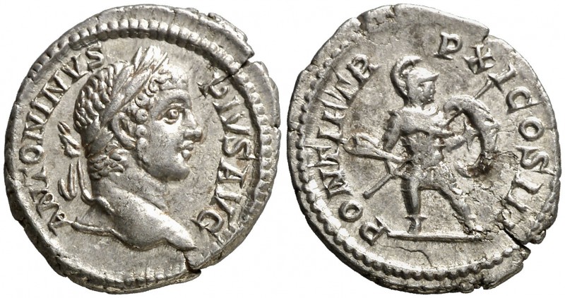 (208 d.C.). Caracalla. Denario. (Spink 6867) (S. 446 y 447) (RIC. 100). 3,22 g. ...