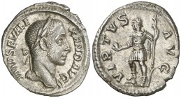 (230 d.C.). Alejandro Severo. Denario. (Spink 7938 var) (S. 586a) (RIC. 226). 2,76 g. EBC-.