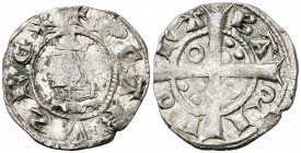 Pere III (1336-1387). Barcelona. Diner. (Cru.V.S. 416.3) (Cru.C.G. 2230b). 1,26 g. Letras A y U latinas. MBC-/MBC.