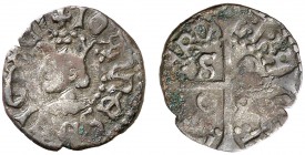 Joan II (1458-1479). Sardenya (Càller). Diner o pitxol. (Cru.V.S. 986 var) (Cru.C.G. 2025 var) (MIR 15). 0,93 g. Escasa. MBC-.