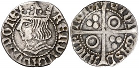 Ferran II (1479-1516). Barcelona. Croat. (Cru.V.S. 1139.2 var) (Badia 736) (Cru.C.G. 3068c var). 2,23 g. Algo recortada. (MBC).
