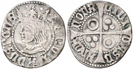Ferran II (1479-1516). Barcelona. Croat. (Cru.V.S. 1139.3 var por busto) (Badia falta busto) (Cru.C.G. 3068b var por busto). 2,94 g. Alabeada. MBC-.