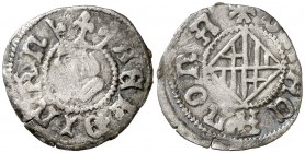 Ferran II (1479-1516). Barcelona. Dobler. (Cru.V.S. 1158 (anv) y 1157 (rev)) (Cru.C.G. 3084 (anv) y 3083 (rev)). 0,76 g. Rara. MBC-.
