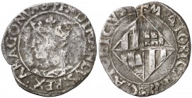Ferran II (1479-1516). Mallorca. Ral. (Cru.V.S. 1184) (Cru.C.G. 3097). 1,99 g. Letras latinas. Cospel ligeramente faltado. MBC-.