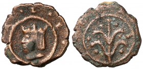 Lleida. Diner. (Cru.L. 1768 var) (Cru.C.G. 3774 var). 1 g. Busto a izquierda. Anverso y reverso peculiares. Escasa. MBC.