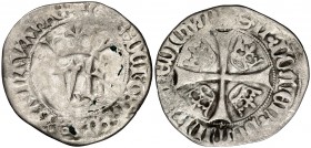 Juan y Blanca (1425-1441). Navarra. Blanca. (Cru.V.S. 254.1) (Cru.C.G. 2950a). 2,23 g. Escasa. BC+.