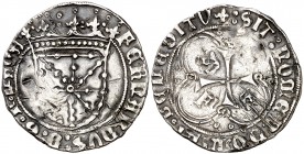 Fernando I (1512-1516). Navarra. Real. (Cru.V.S. 1317.8) (Cru.C.G. 3221a var). 3,35 g. Incisiones. (MBC-).