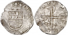 s/d. Felipe II. Sevilla. . 8 reales. (Cal. 235). 27,29 g. Vano en reverso. MBC-.