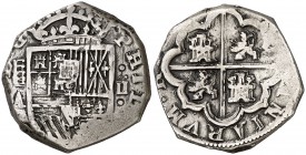 (1611). Felipe III. Segovia. A. 2 reales. (Cal. 362). 6,72 g. Muy rara. MBC-/MBC.