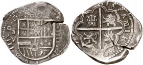 161(...). Felipe III. Sevilla. V. 4 reales. (Cal. tipo 92). 13,32 g. Grieta. Rara. MBC-.