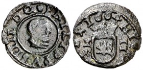 1664. Felipe IV. Cuenca. . 2 maravedís. (Cal. 1349). 0,49 g. Leve defecto en borde. Escasa. MBC+.