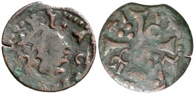 1641. Guerra dels Segadors. Agramunt. 1 diner. (Cal. 124) (Cru.C.G. 4506a) (Cru.Segadors falta). 0,66 g. Busto de Lluís XIII. BC+.