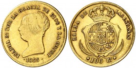 1855. Isabel II. Sevilla. 100 reales. (Cal. 33). 8,34 g. Leves rayitas. MBC+/EBC-.
