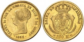 1855. Isabel II. Sevilla. 100 reales. (Cal. 33). 8,37 g. MBC+/EBC-.