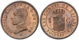 1911*1. Alfonso XIII. PCV. 1 céntimo. (Cal. 78). 1 g. EBC+.