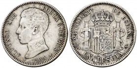 1905*1905. Alfonso XIII. SMV. 1 peseta. (Cal. 51). 4,90 g. Escasa. MBC.
