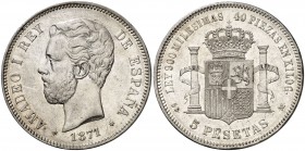 1871*1871. Amadeo I. SDM. 5 pesetas. (Cal. 5). 24,72 g. MBC+.