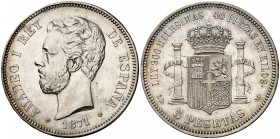 1871*1871. Amadeo I. SDM. 5 pesetas. (Cal. 5). 24,81 g. Buen ejemplar. MBC+.