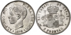 1898*1898. Alfonso XIII. SGV. 5 pesetas. (Cal. 27). 24,92 g. MBC.