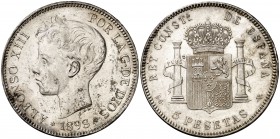 1898*1898. Alfonso XIII. SGV. 5 pesetas. (Cal. 27). 25,57 g. EBC-/EBC.