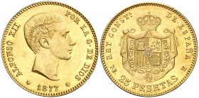 1877*1877. Alfonso XII. DEM. 25 pesetas. (Cal. 3). 8,05 g. EBC.