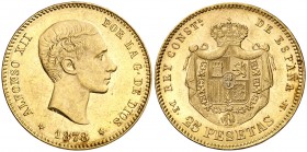 1878*1878. Alfonso XII. DEM. 25 pesetas. (Cal. 4). 8,08 g. EBC/EBC+.