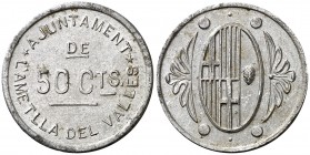 L'Ametlla del Vallès. 50 céntimos. (Cal. 1, como serie completa). 0,82 g. Rara. MBC+.