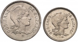 1937. Euzkadi. 1 y 2 pesetas. (Cal. 6). Serie completa de 2 monedas. S/C.