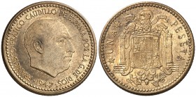 1947*1951. Estado Español. 1 peseta. (Cal. 79). 3,45 g. Rara así. EBC+.