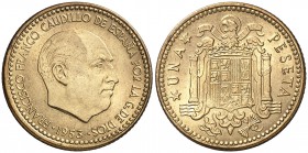1953*1960. Estado Español. 1 peseta. (Cal. 86). 3,48 g. Escasa así. S/C.