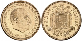 1953*1971. Estado Español. 2,50 pesetas. (Cal. 73). 7 g. Proof.