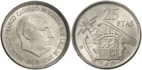 1957*58. Estado Español. 25 pesetas. (Cal. 30). 8,48 g. S/C-.