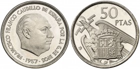 1957*72. Estado Español. 50 pesetas. (Cal. 25). 12,51 g. Proof.