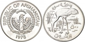 1978. Afganistán. 500 afghanis. (Kr. 980). 35,38 g. AG. Acuñación de 4374 ejemplares. S/C.