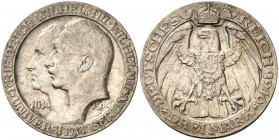 1910. Alemania. Prusia. Guillermo II. A (Berlín). 3 marcos. (Kr. 530). 16,66 g. AG. Universidad de Berlín. EBC-.